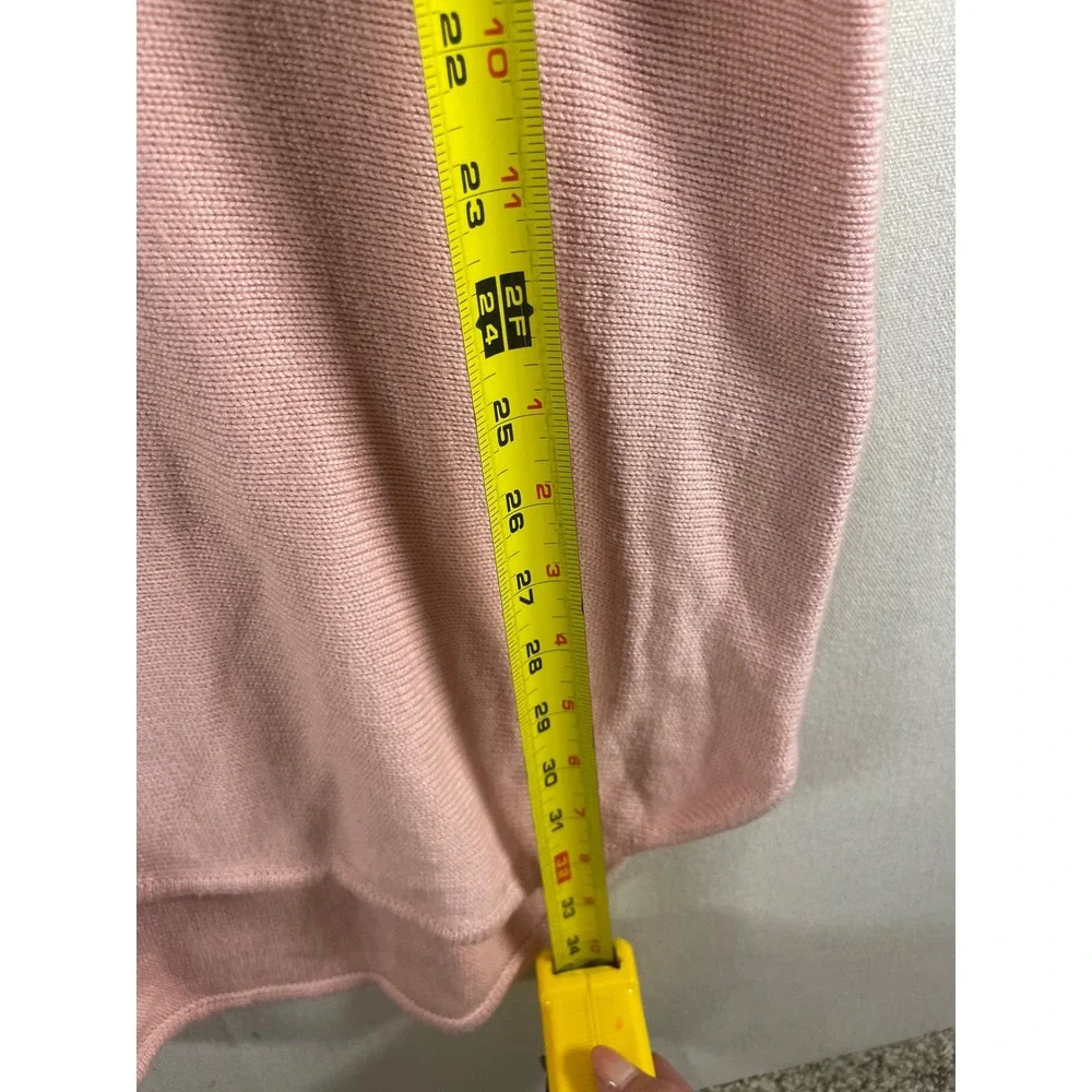 Michael Kors Pink Side Zip High Low Crew Neck Knit Sweater Womens Large G32
